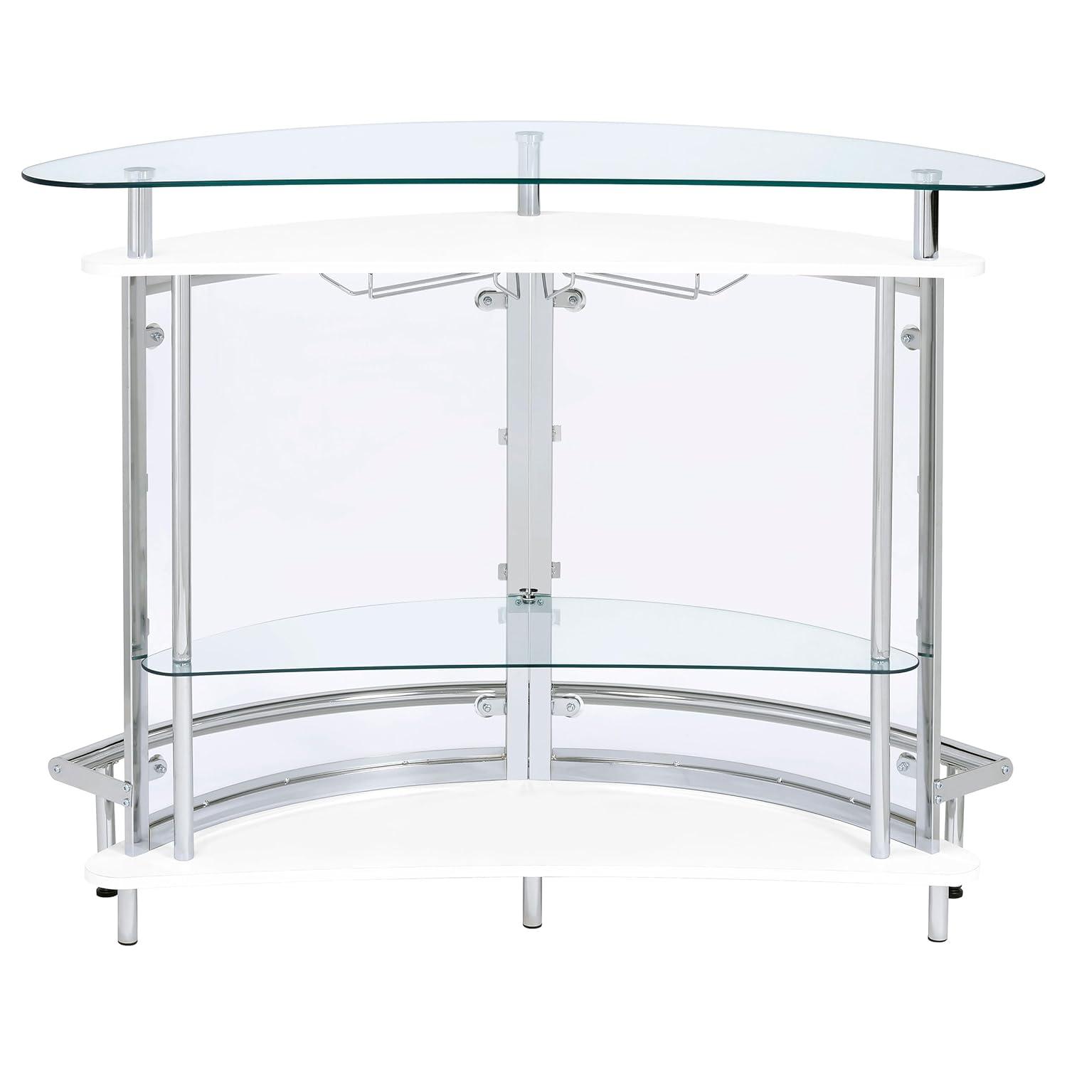 Coaster Amarillo Modern 2 Tier Home Bar Cabinet White/Chrome