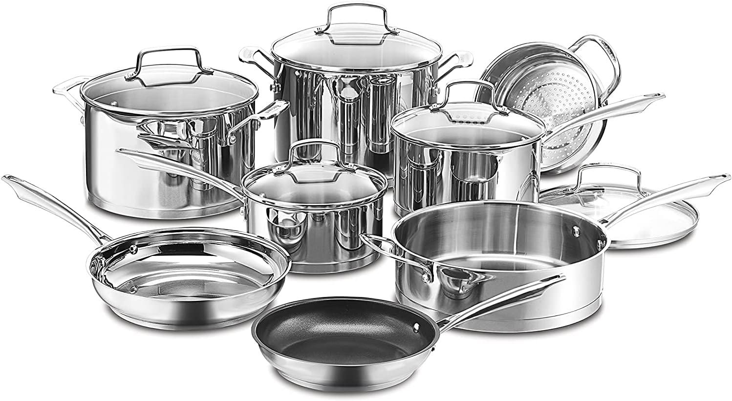 Professional 13-Piece Stainless Steel Cookware Set with Glass Lids