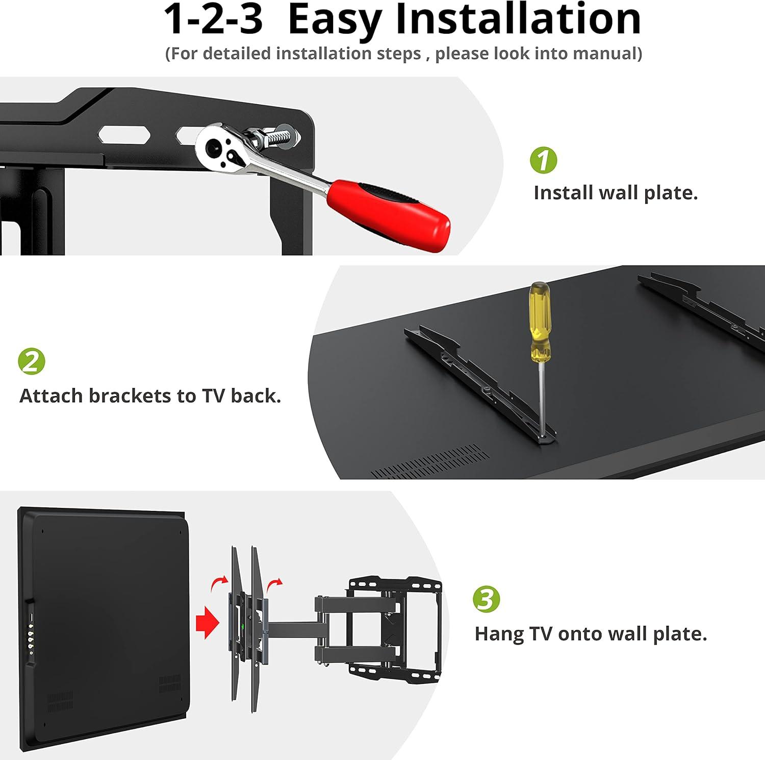 Black Full Motion Wall Mount for 47-84 Inch TVs