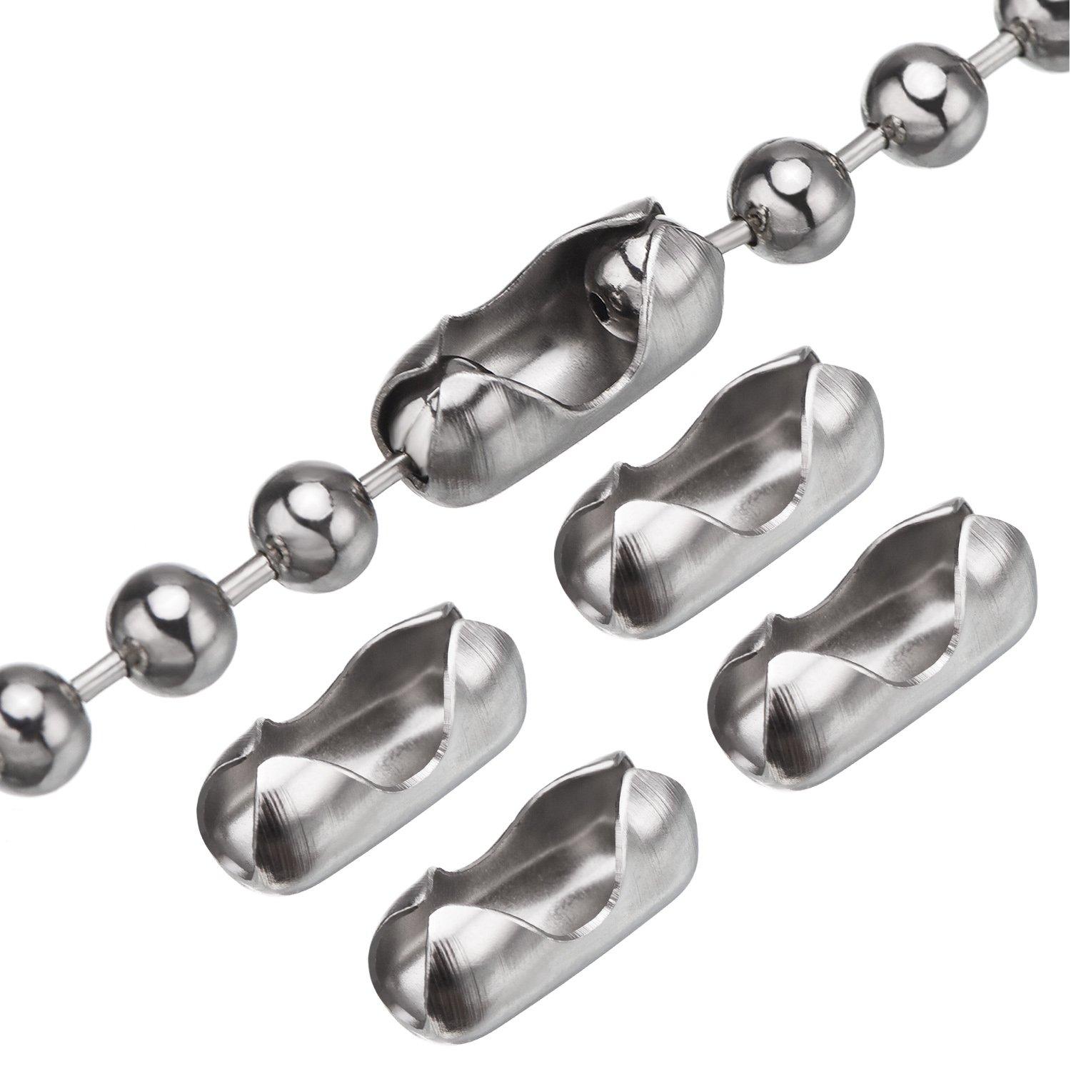 Shappy 10 Feets Beaded Ball Pull Chain Extension Roller Shade Bead Chain Extender with 10 Pieces Matching Connector for Window Blind Vertical Replacement (4.5 mm,Silver)