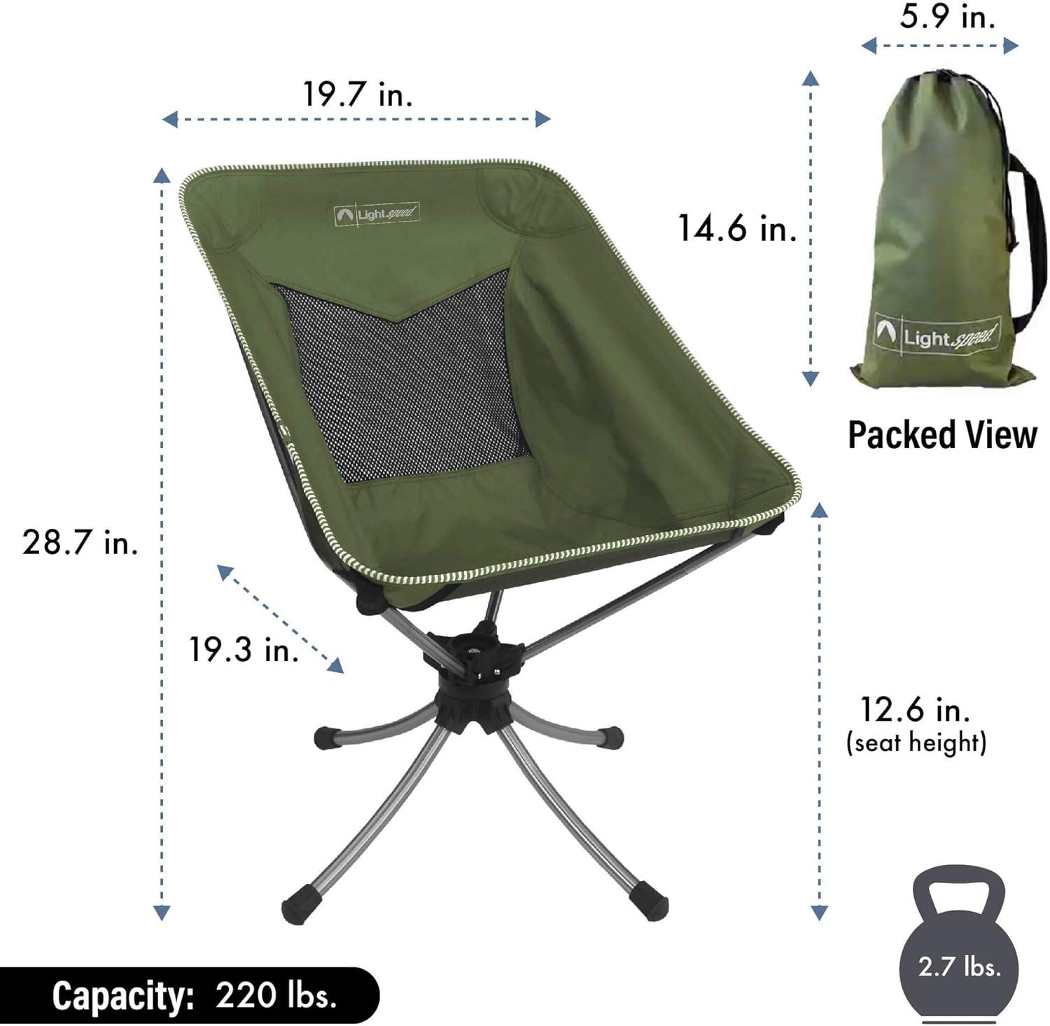 Green Lightweight 360 Degree Swivel Camping Chair with Mesh Panel