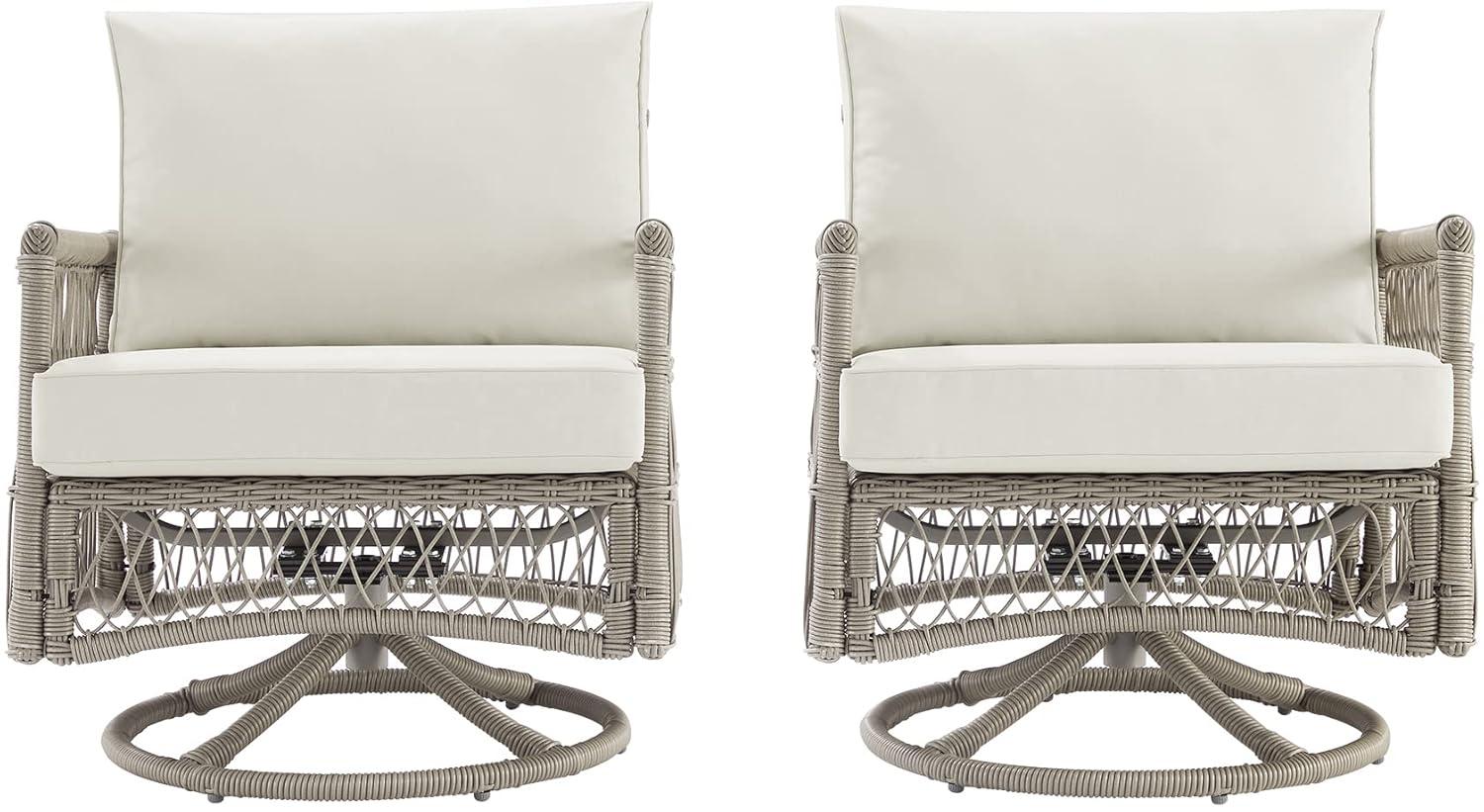 2pk Thatcher Outdoor Steel Swivel Rocking Chairs: Resin Wicker, Weather-Resistant - Crosley