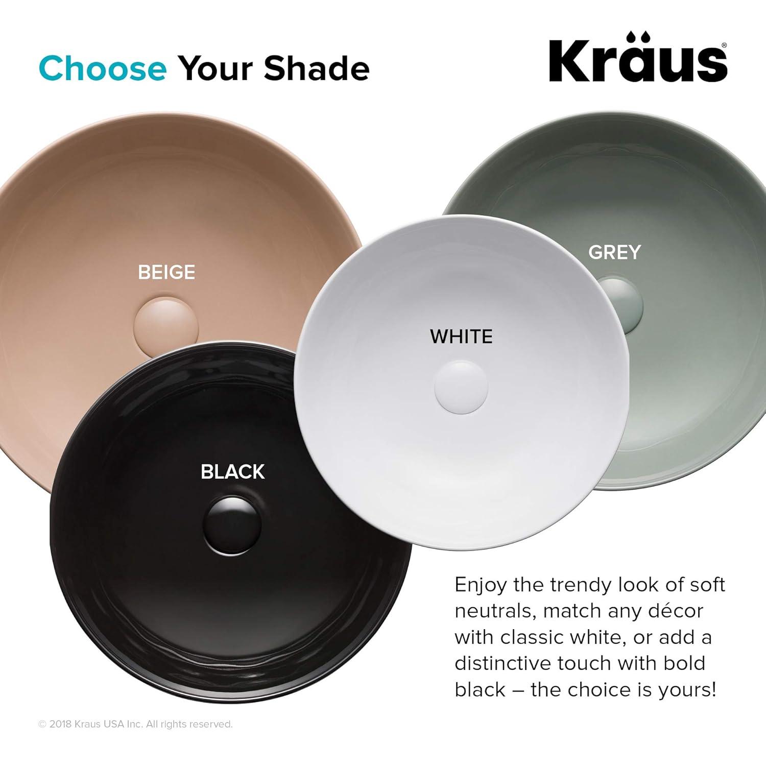 KRAUS Viva™ Thin Porcelain Ceramic Vessel Bathroom Sink with Pop-Up Drain