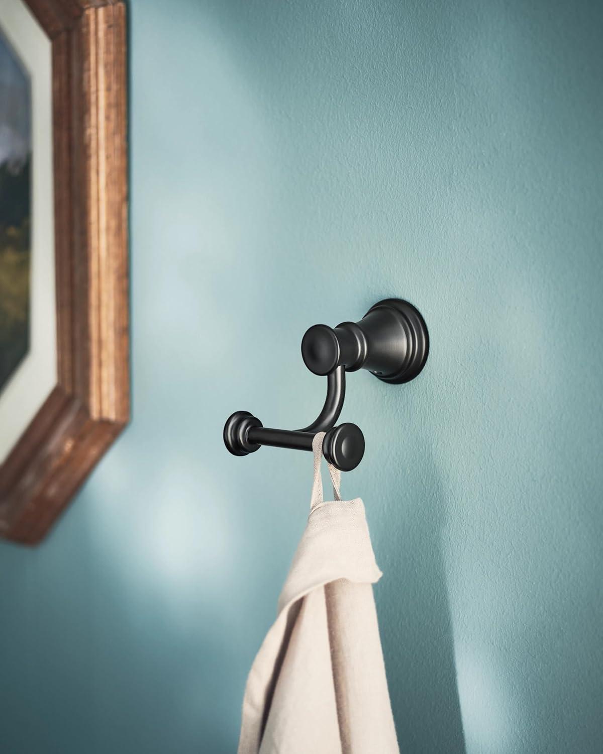 Belfield Matte Black Double Robe Hook with Traditional Design