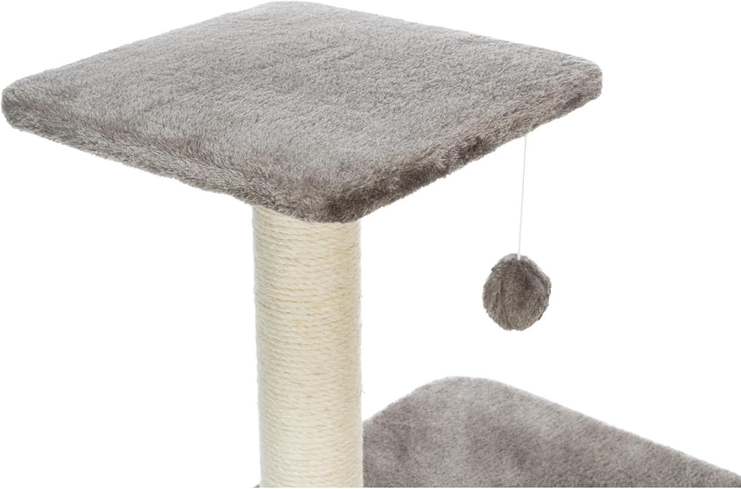 TRIXIE Altea Cat Tree, Tall Scratching Posts, 3 Elevated Platforms, Dangling Cat Toy, Cat Playground, Platinum Gray