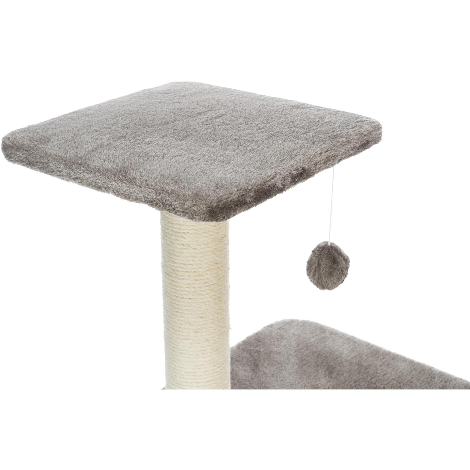 TRIXIE Altea Cat Tree, Tall Scratching Posts, 3 Elevated Platforms, Dangling Cat Toy, Cat Playground, Platinum Gray