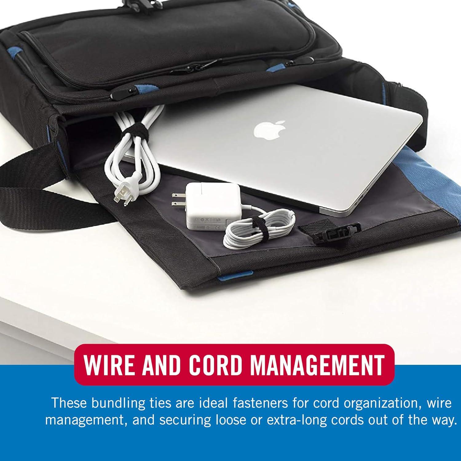 VELCRO Brand ONE-WRAP Cable Ties, 100Pk, 8 x 1/2" Black Cord Organization Straps, Thin Pre-Cut Design, Wire Management for Organizing Home, Office and Data Centers