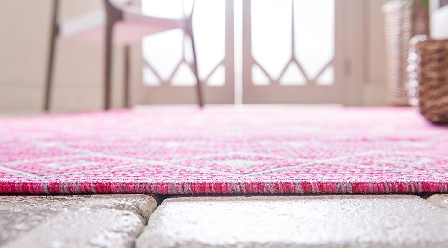 Unique Loom 7' 1 x 10' 0 Rectangle Indoor/Outdoor Trellis Fuschia Area Rug