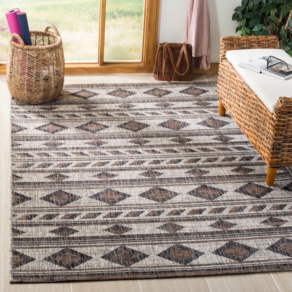 Courtyard CY8529 Power Loomed Indoor/Outdoor Area Rug - Grey/Black - 4'x5'7" - Safavieh.