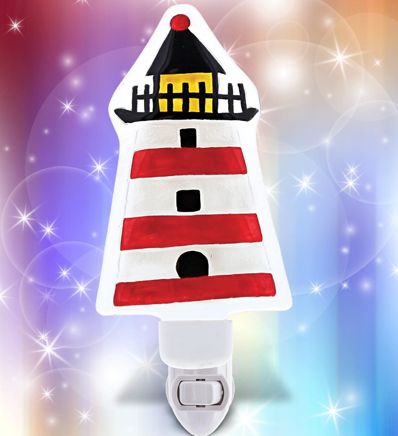 CoTa Global CoTa Global Lighthouse Plug In Glass Night Light Energy Efficient LED Nightlight Wall Decorative Manual On & Off Switch Incandescent Portable Lights for Stairways Bedroom Kitchen Hallw