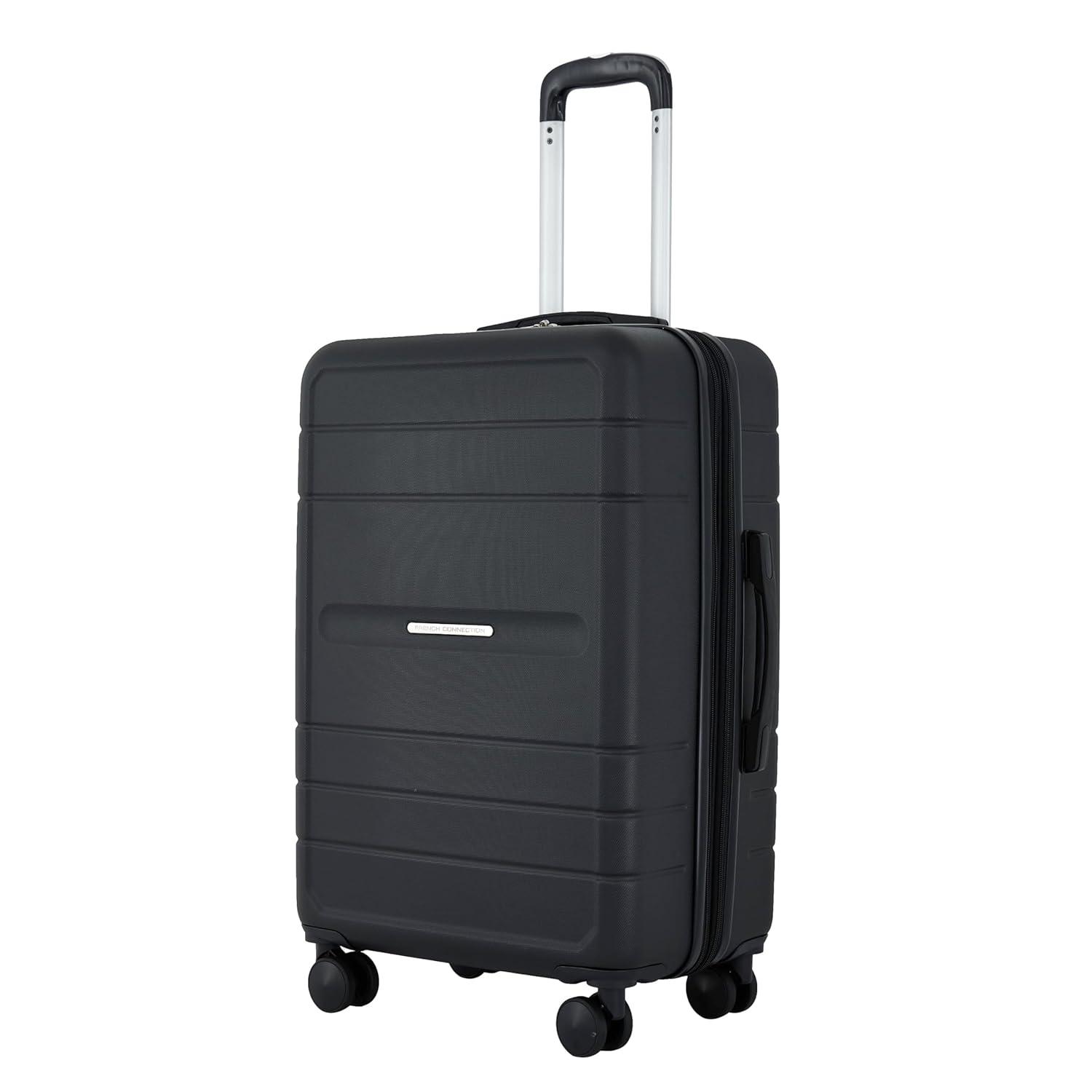 French Connection 22in Expandable Rolling Carry-on with Cup Holder, Black