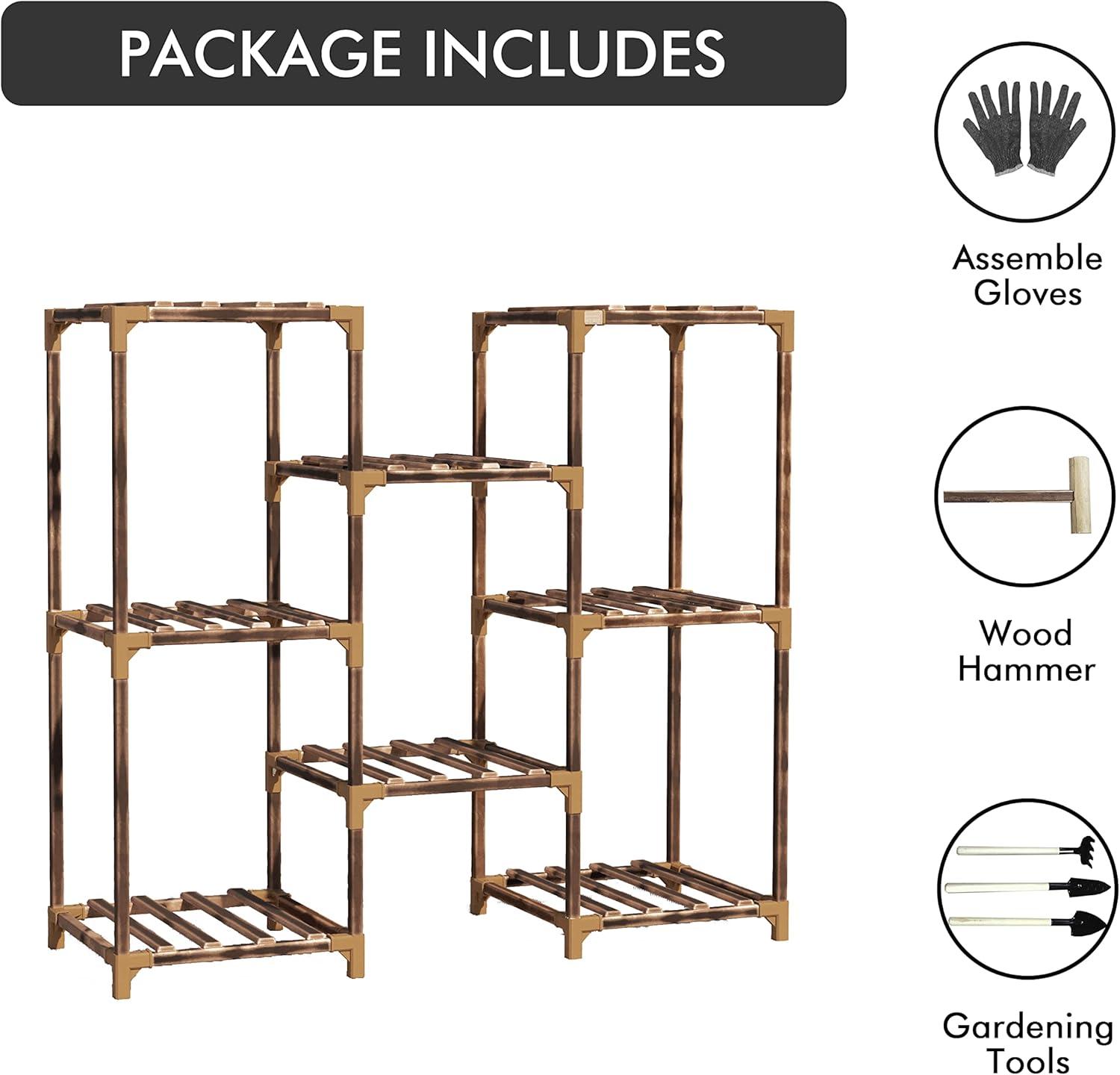 Eucalyptus Wood Adjustable Indoor Outdoor Plant Stand