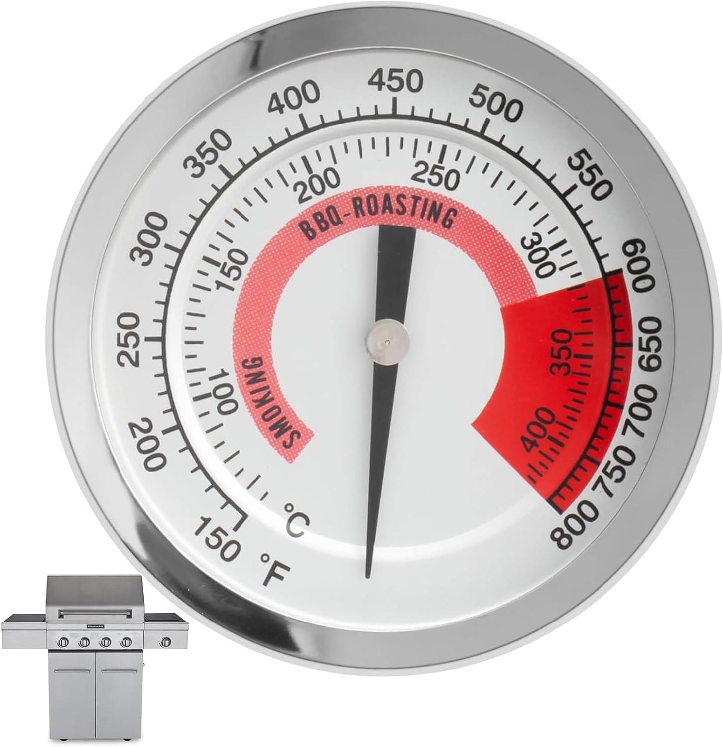 BBQ Grill Thermometer Heat Indicator Replacement Parts for Kitchenaid 720-0787D, 720-0819, 720-0745, 720-0733A, 720-0745B, 720-0826 - Compatible Barbeque Temperature Gauge Thermostat
