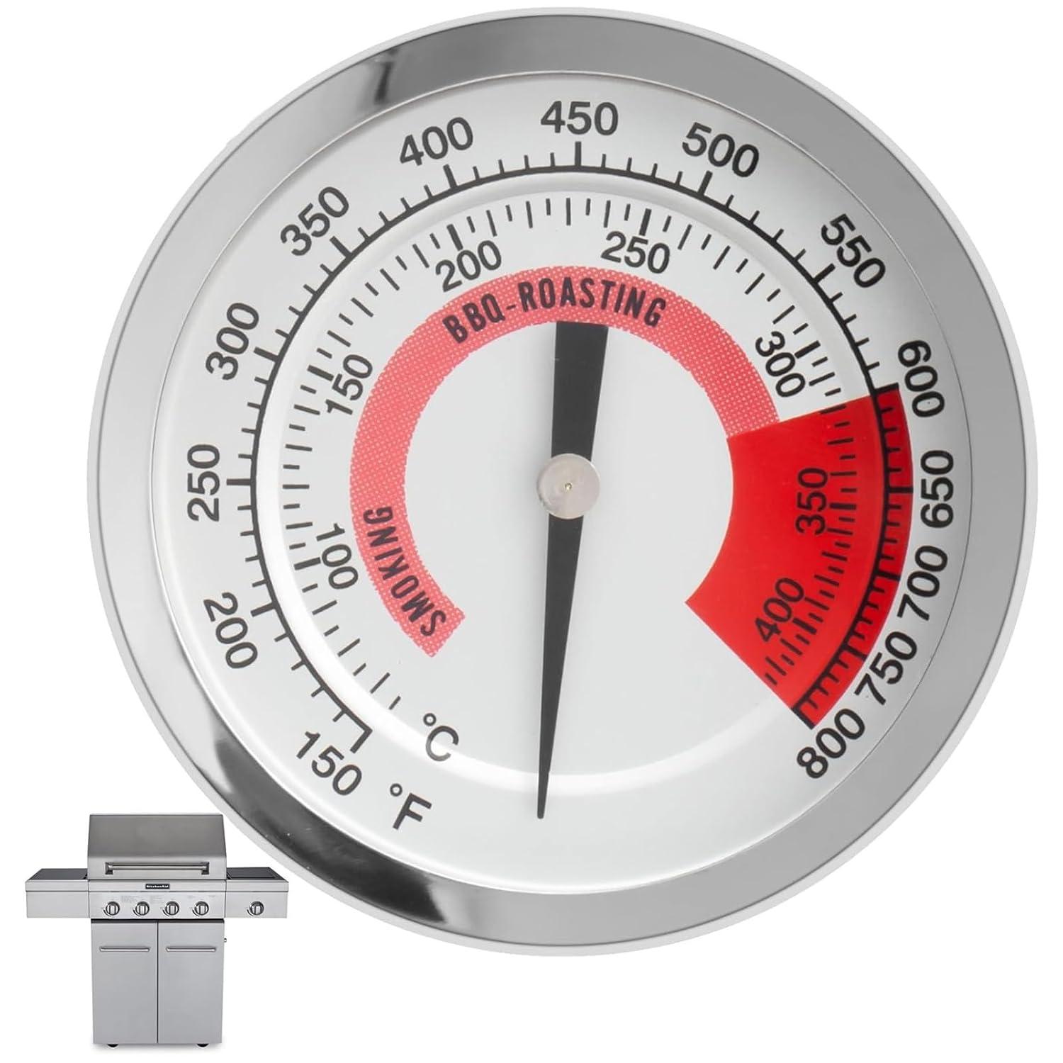 BBQ Grill Thermometer Heat Indicator Replacement Parts for Kitchenaid 720-0787D, 720-0819, 720-0745, 720-0733A, 720-0745B, 720-0826 - Compatible Barbeque Temperature Gauge Thermostat