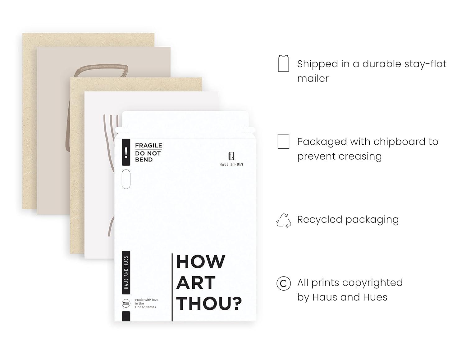 HAUS AND HUES Boho Posters - Set of 6 Aesthetic Posters for Room, Mid Century Modern Poster, Boho Wall Prints, Gallery Wall Art Boho Artwork, Abstract Neutral Art Cream Gallery Wall Set (Unframed)