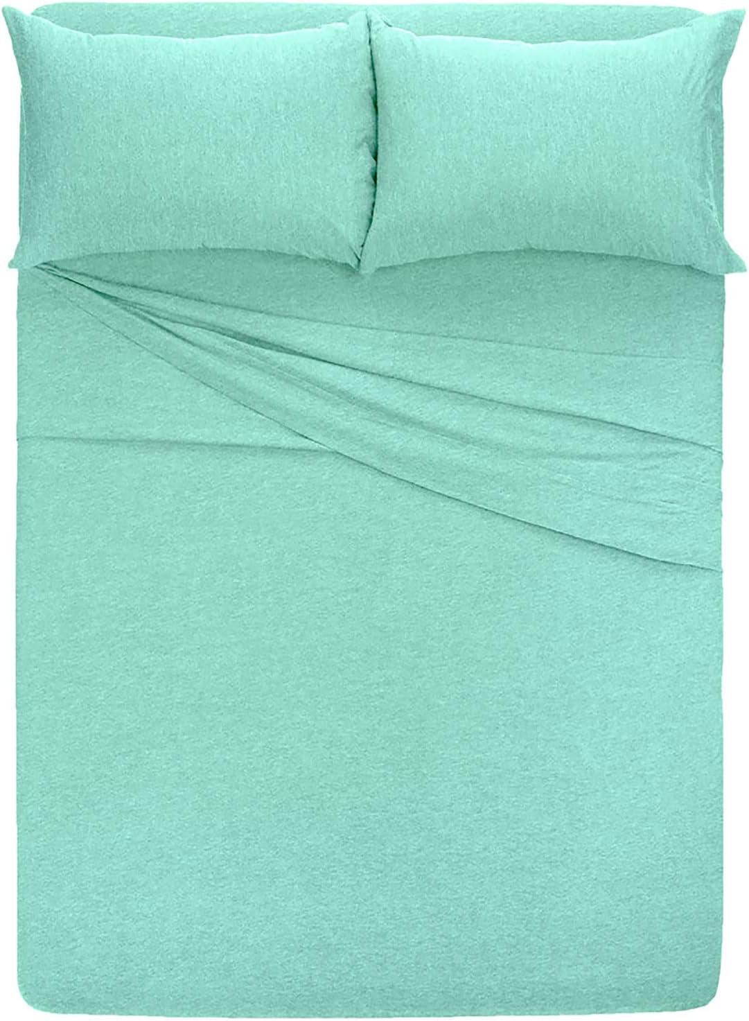 Queen 4-Piece Sheet Set, Soft Tees Luxury Cotton Modal Ultra Soft Jersey Knit Sheet Sets by Royale Linens