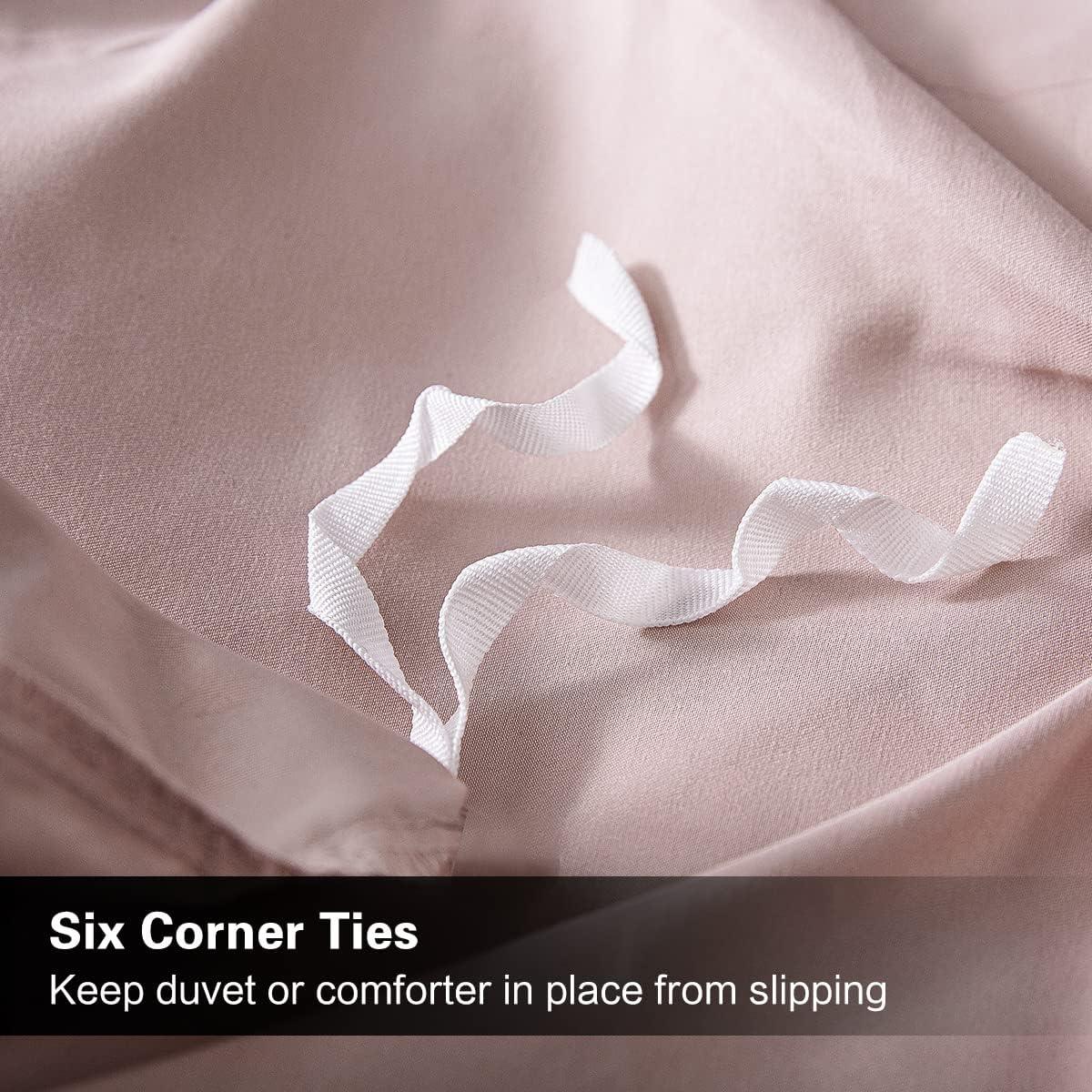 Nestl 3 Piece Pinch Pleated Duvet Cover Set, Full Size Pintuck Duvet Cover with Button Closure, Blush