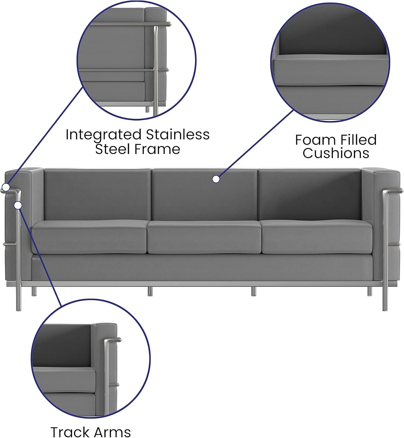 Flash Furniture Hercules Regal Series Contemporary Gray LeatherSoft Chair with Encasing Frame