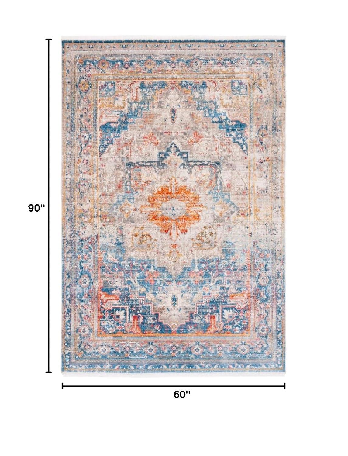 Vintage Persian VTPB438 Power Loomed Area Rug - Blue/Multi - 5'x7'6" - Safavieh.