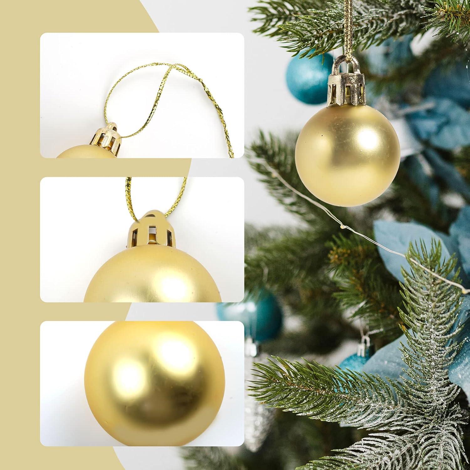 Set of 24 Mini Shatterproof Christmas Balls Tree Ornaments Party Decoration, 3cm/1.1inch gold 3cm