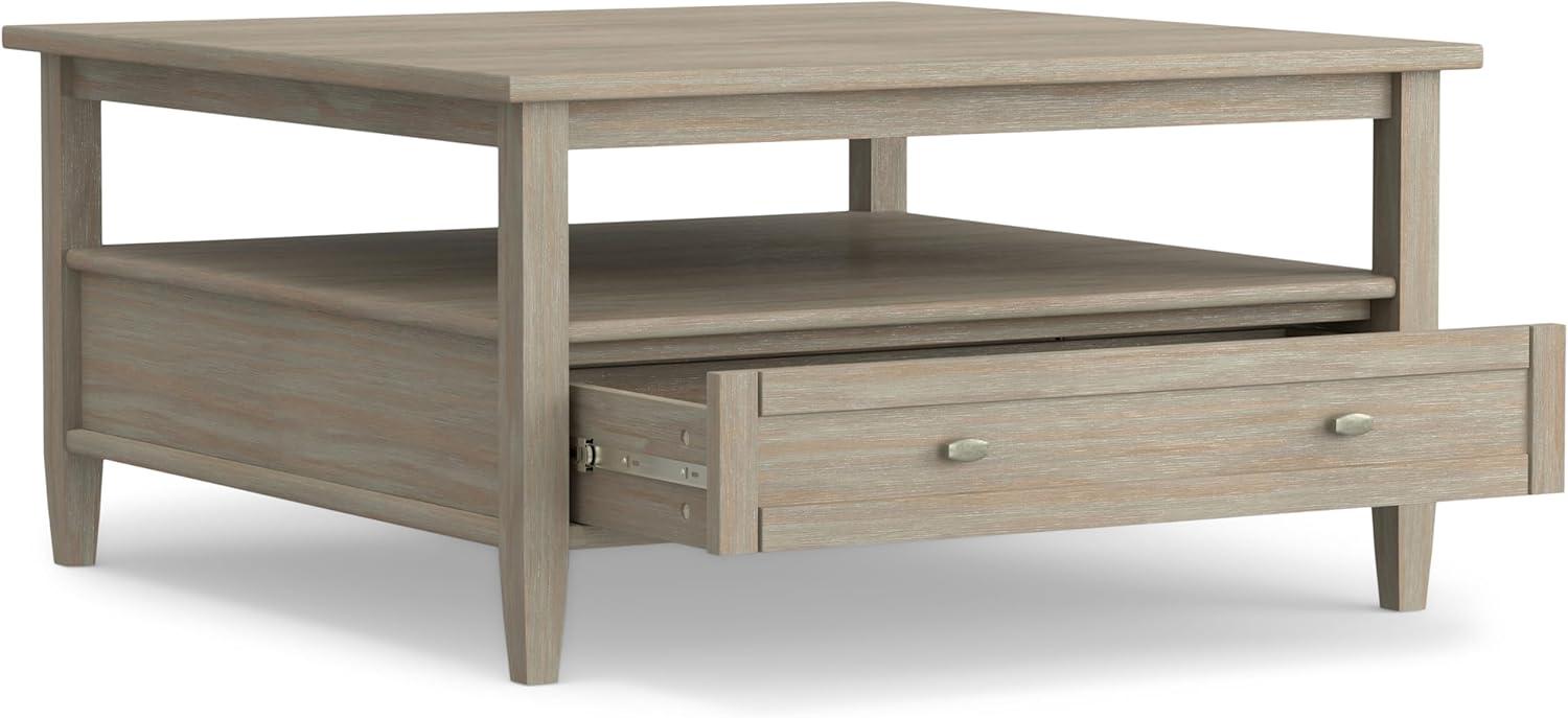 Simpli Home Warm Shaker Wood 36" Square Transitional Coffee Table in Gray