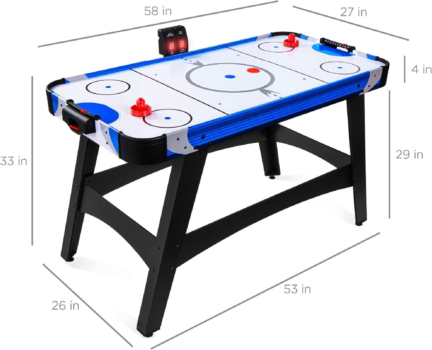 Best Choice Products 58in Mid-Size Air Hockey Table for Game Room w/ 2 Pucks, 2 Pushers, LED Score Board, 12V Motor