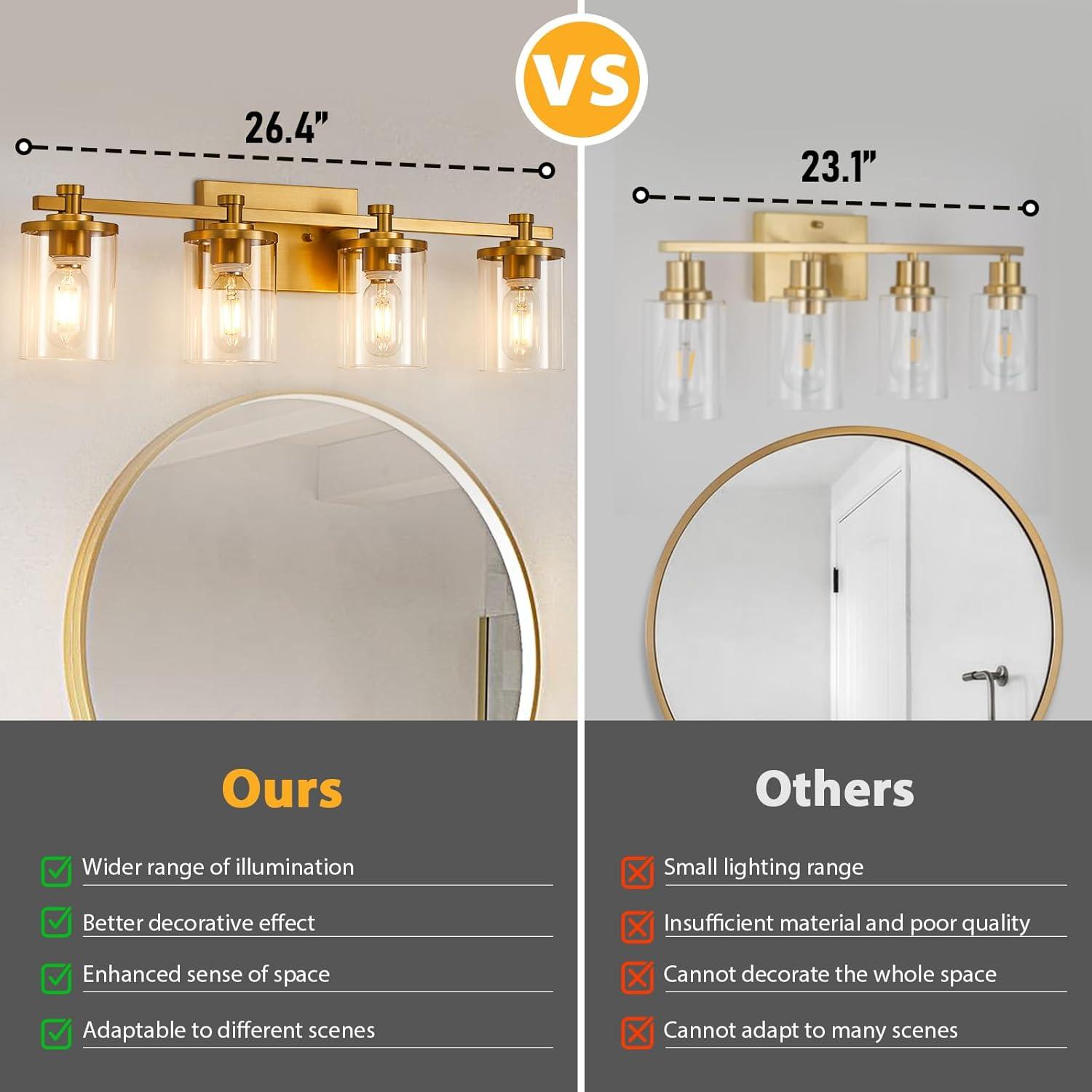 4 - Light Dimmable Vanity Light Mirror Headlights
