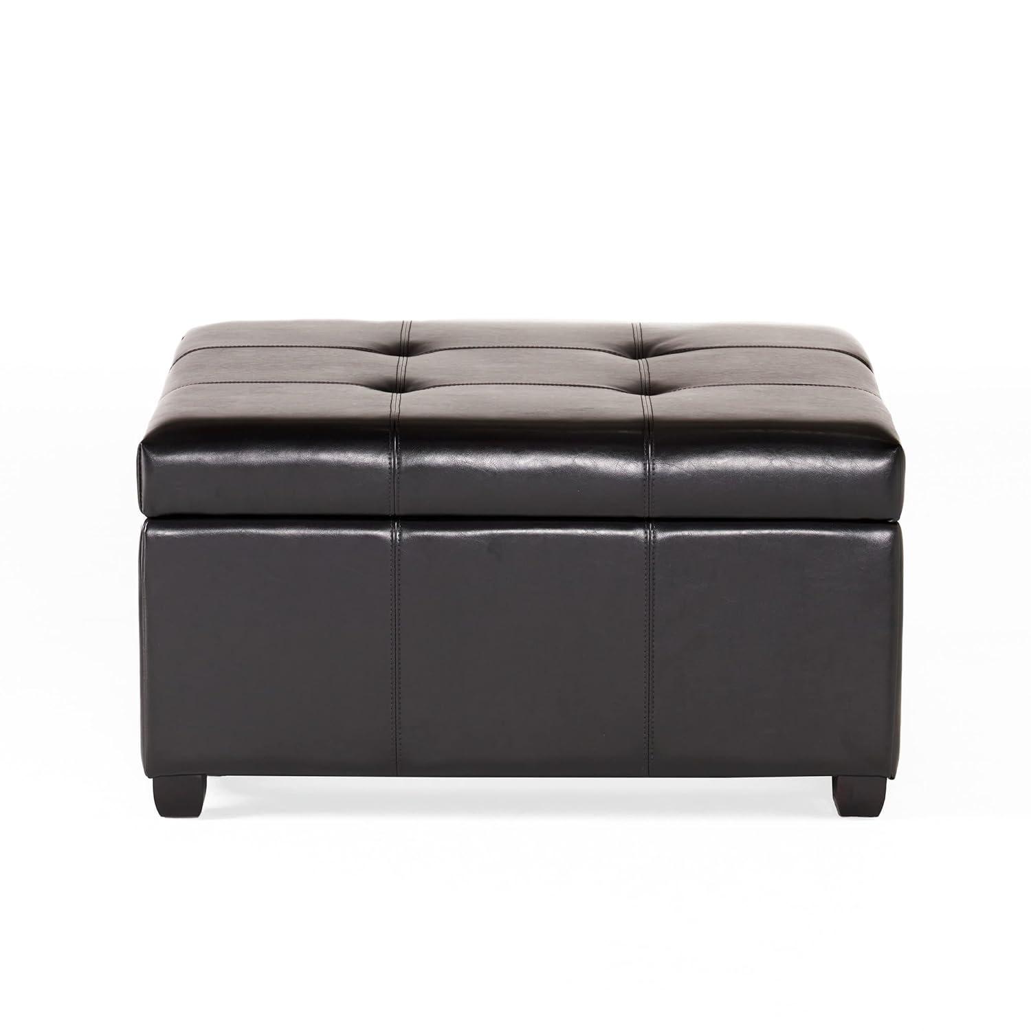 Christopher Knight Home Canyons Bonded Leather Storage Ottoman Dark Brown: Upholstered Bench, Hardwood Frame