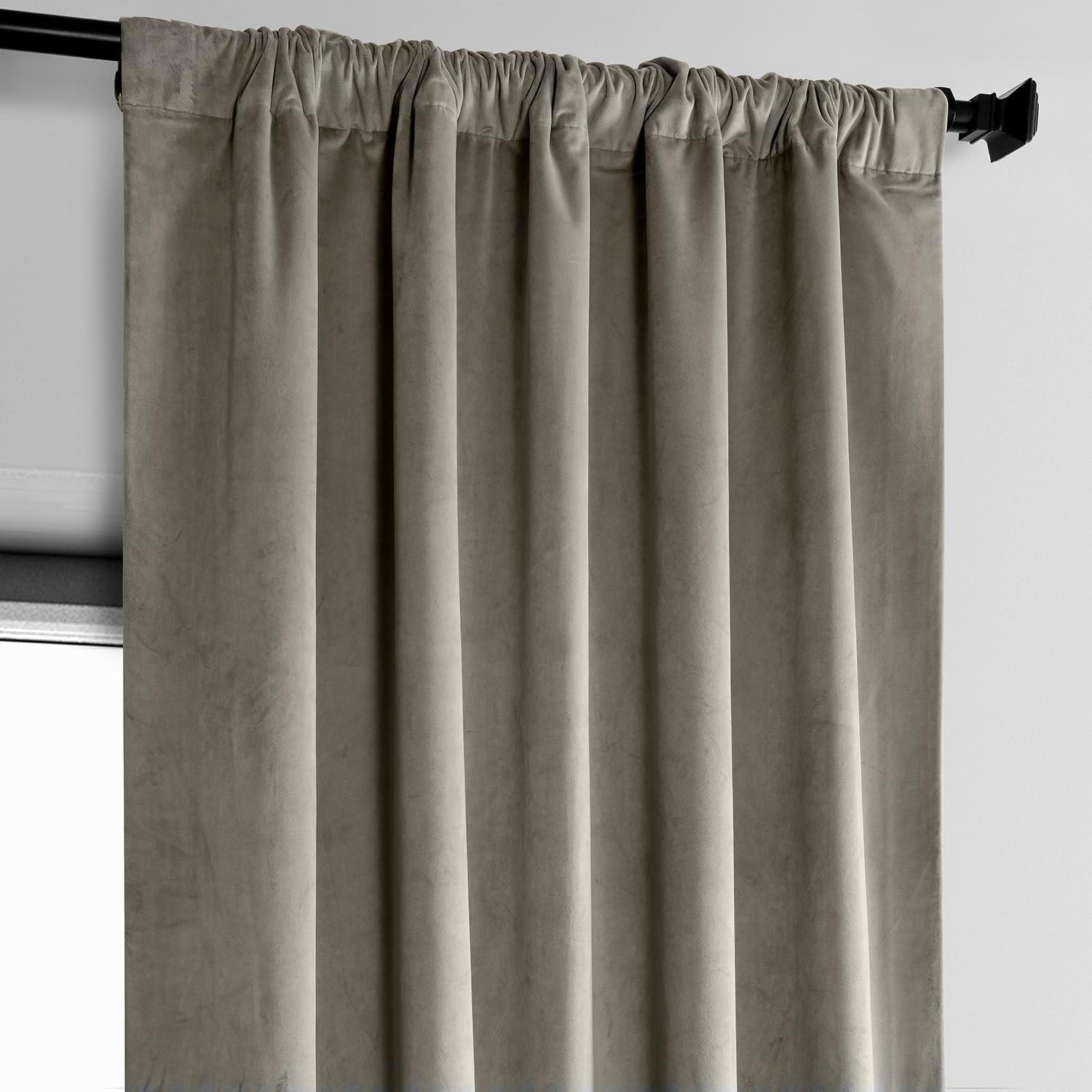 HPD Half Price Drapes Gallery Cortinas Oscurecedoras de Terciopelo de Felpa Color Topo para Dormitorio y Sala de Estar (1 Panel), Cortinas de Ventana de 84 Pulgadas de Largo, Cortinas y Cortinas con Bolsillo para Barra, 50 Ancho X 84 L