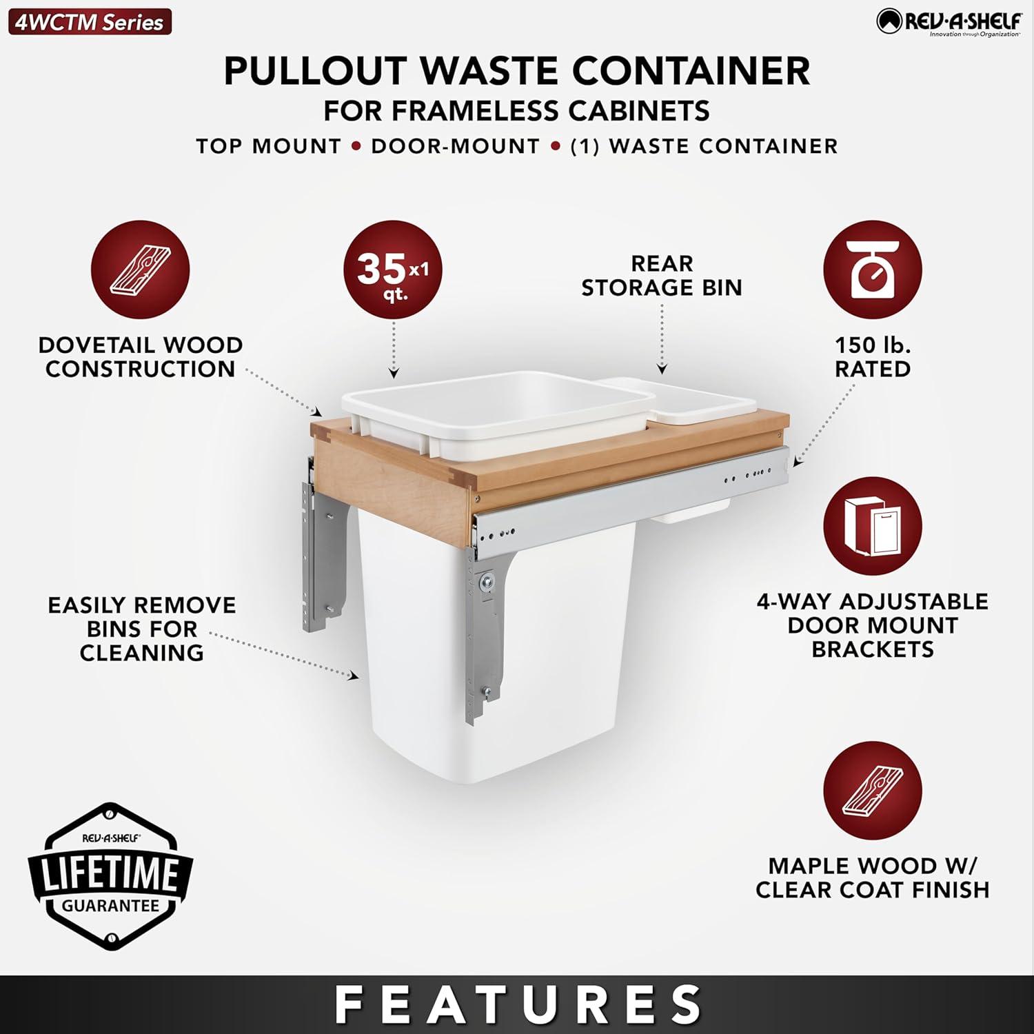 Rev-A-Shelf Rev-A-Shelf Single Pullout Top Mount Trash Can
