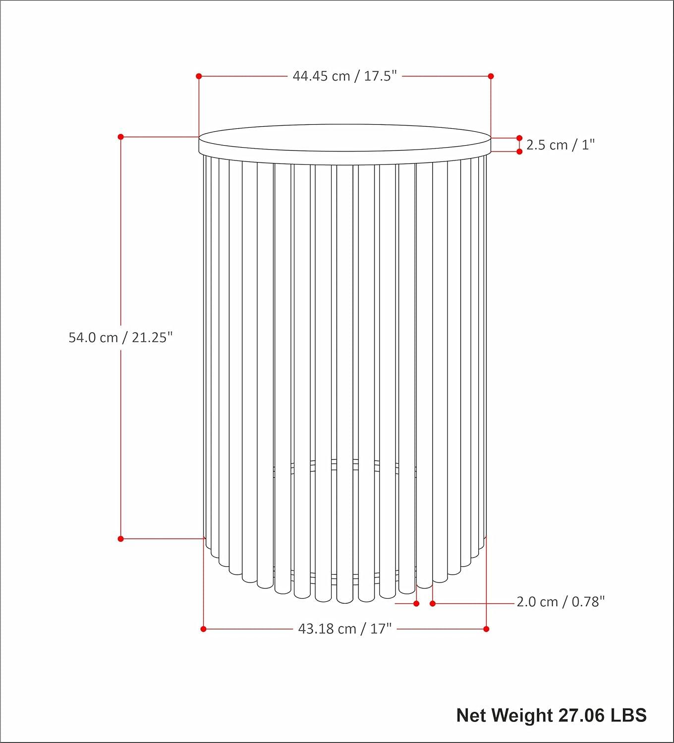 Simpli Home Demy Industrial 18 inch Wide Metal Accent Table in White Marble / Black, Fully Assembled