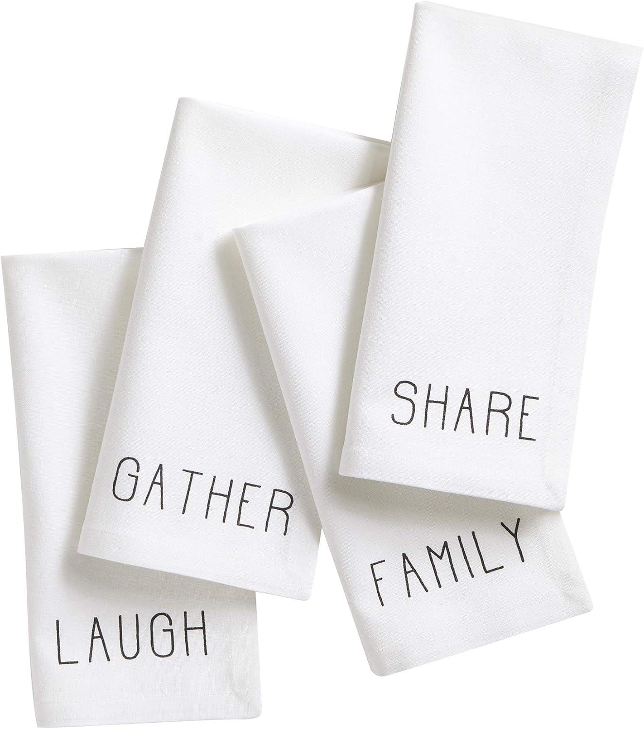 Farmhouse Sentiments White Cotton Napkins Set of 4