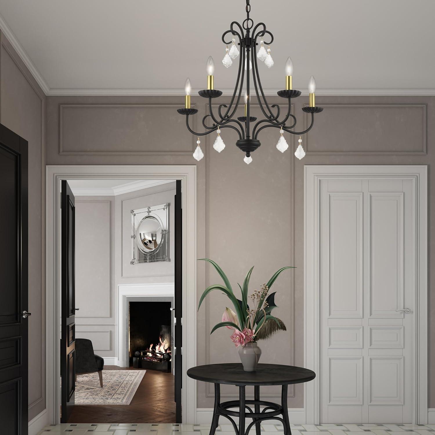 Livex Lighting 40875-05 Transitional Five Light Chandelier from Daphne Collection Finish, Polished Chrome, 22.25
