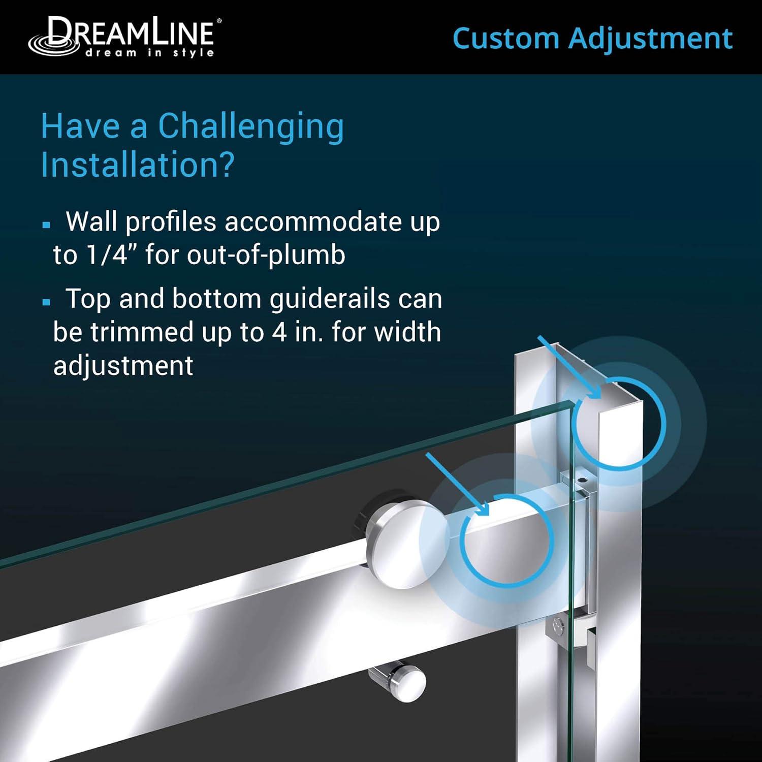 44" - 48" W 76" H Reversible Semi-Frameless Shower Door with ClearMax Technology