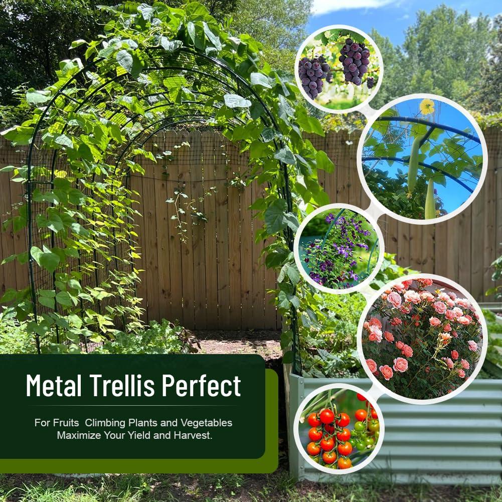 Zhisheng Garden Arbors,7.9Ft Metal Garden Arbors Green Wedding Arch for Climbing Plant Outdoor Wedding Christmas Party Decoration,240CM