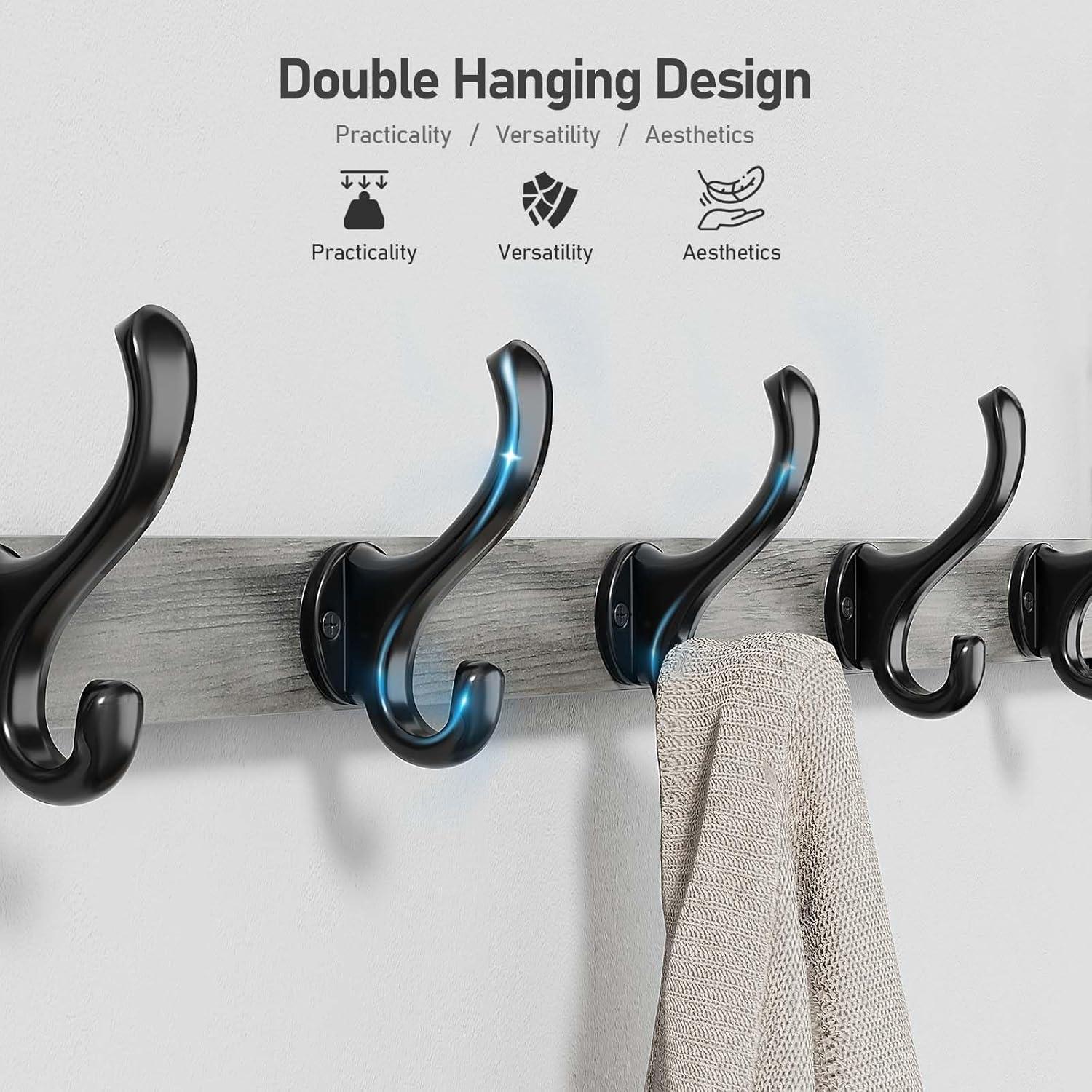 Tatub 29" Rustic Coat Rack Wall Mount with Shelf, Entryway Wall Hooks with Shelf and 5 Metal Hooks, Coat Hangers for Bathroom, Living Room, Bedroom, Kitchen, Grey