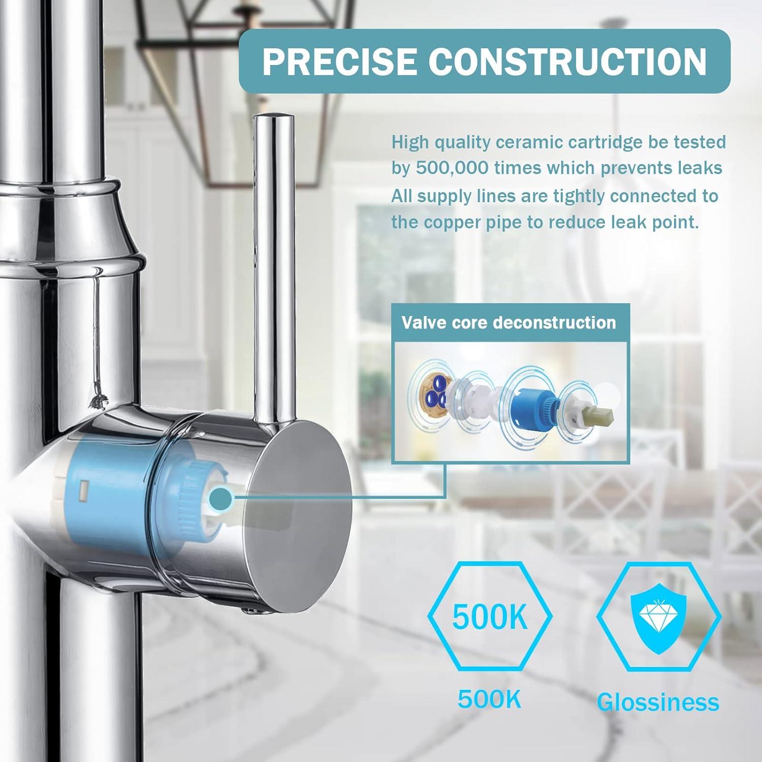 GAGALIFE Single Handle Pull Down Sprayer Kitchen Faucet High Arc Stainless Steel Faucet with 3-Function Sprayer JJL-CL-PT-SDP-C