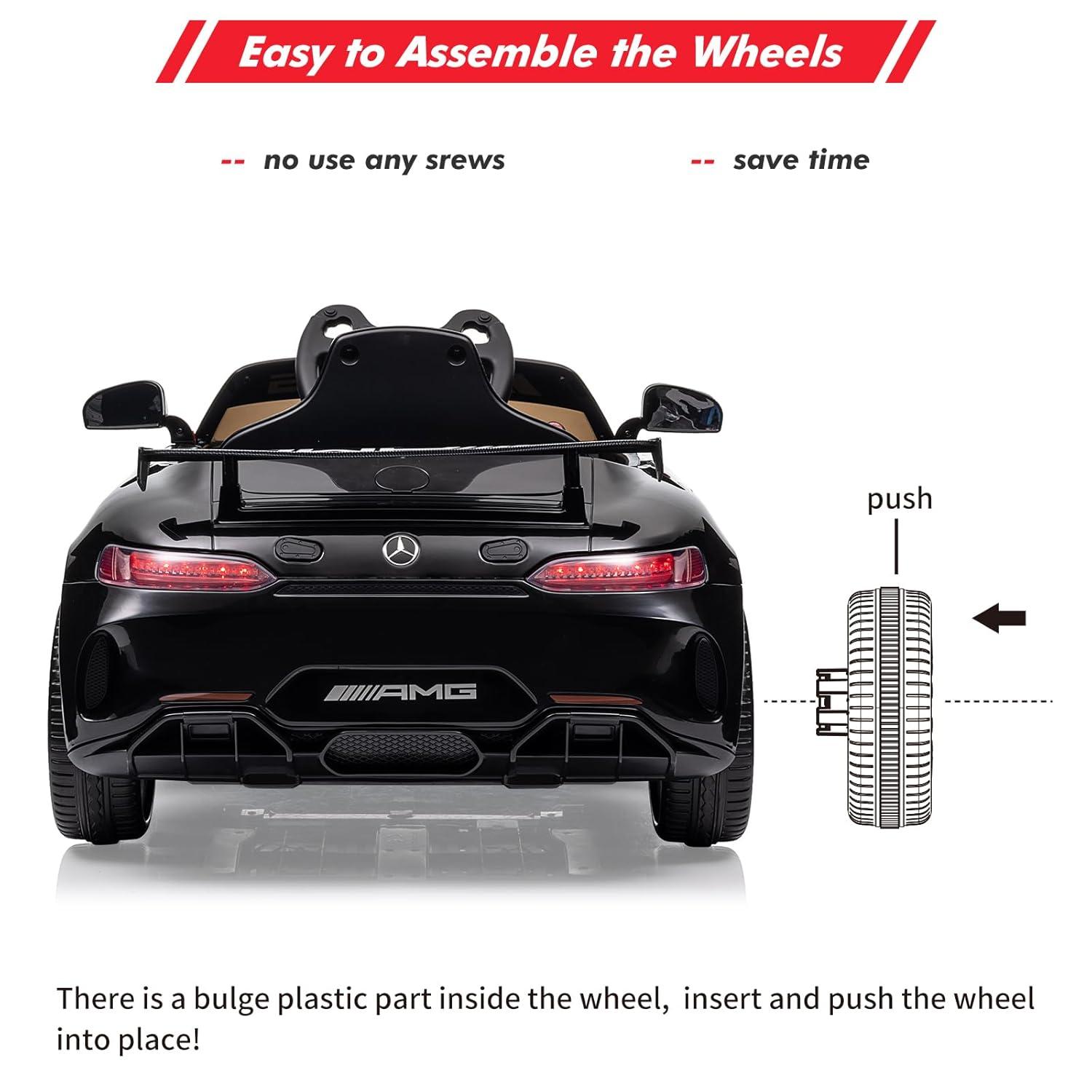 Black 12V Mercedes-Benz AMG Kids Ride-On Car with Remote