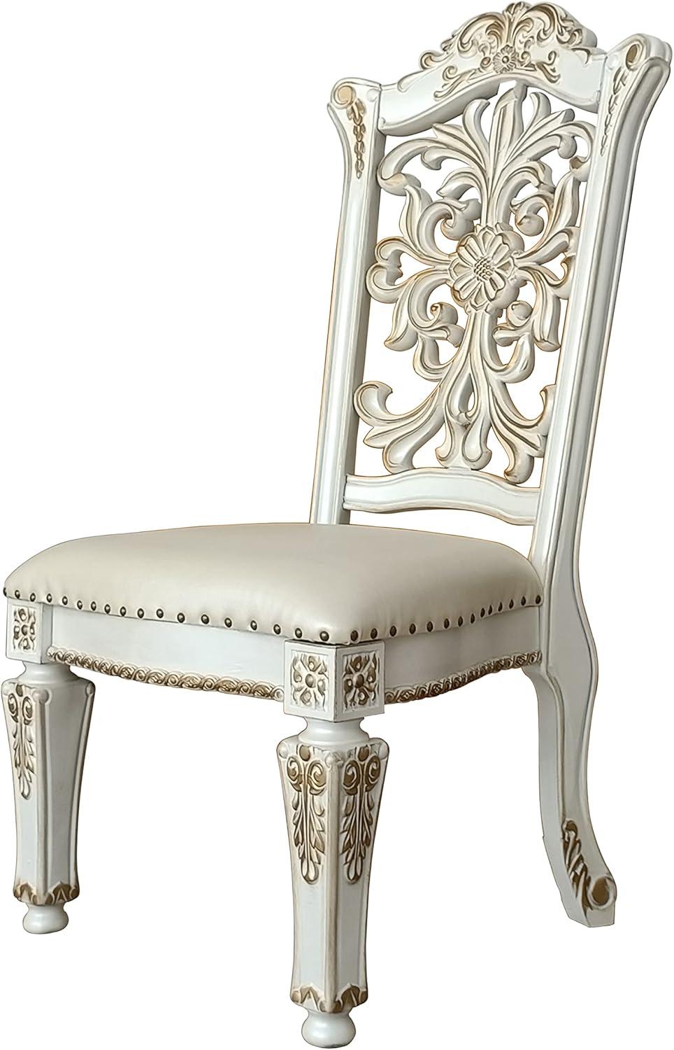 23" Vendome Dining Chair Synthetic Leather, Nailhead Trim - Acme Furniture: No Tools Assembly, Spot Clean