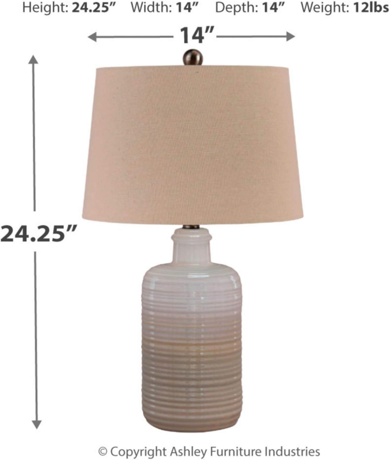 Set of 2 Marnina Ceramic Table Lamps Taupe - Signature Design by Ashley: Glazed Finish, UL Listed, 3-Way Switch