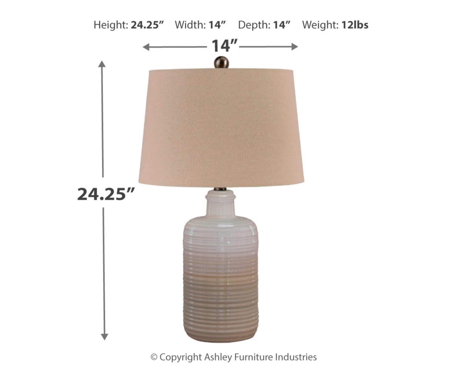 Set of 2 Marnina Ceramic Table Lamps Taupe - Signature Design by Ashley: Glazed Finish, UL Listed, 3-Way Switch