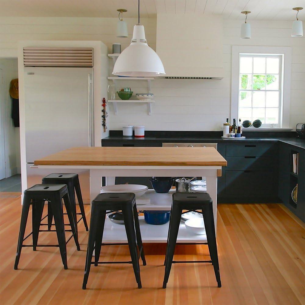 Williston Forge Kohki 24" Counter Stool Metal Bar Stools Counter Height Barstools Backless Indoor/Outdoor Bar Stools Kitchen Counter Stools Chairs(Set of 4)