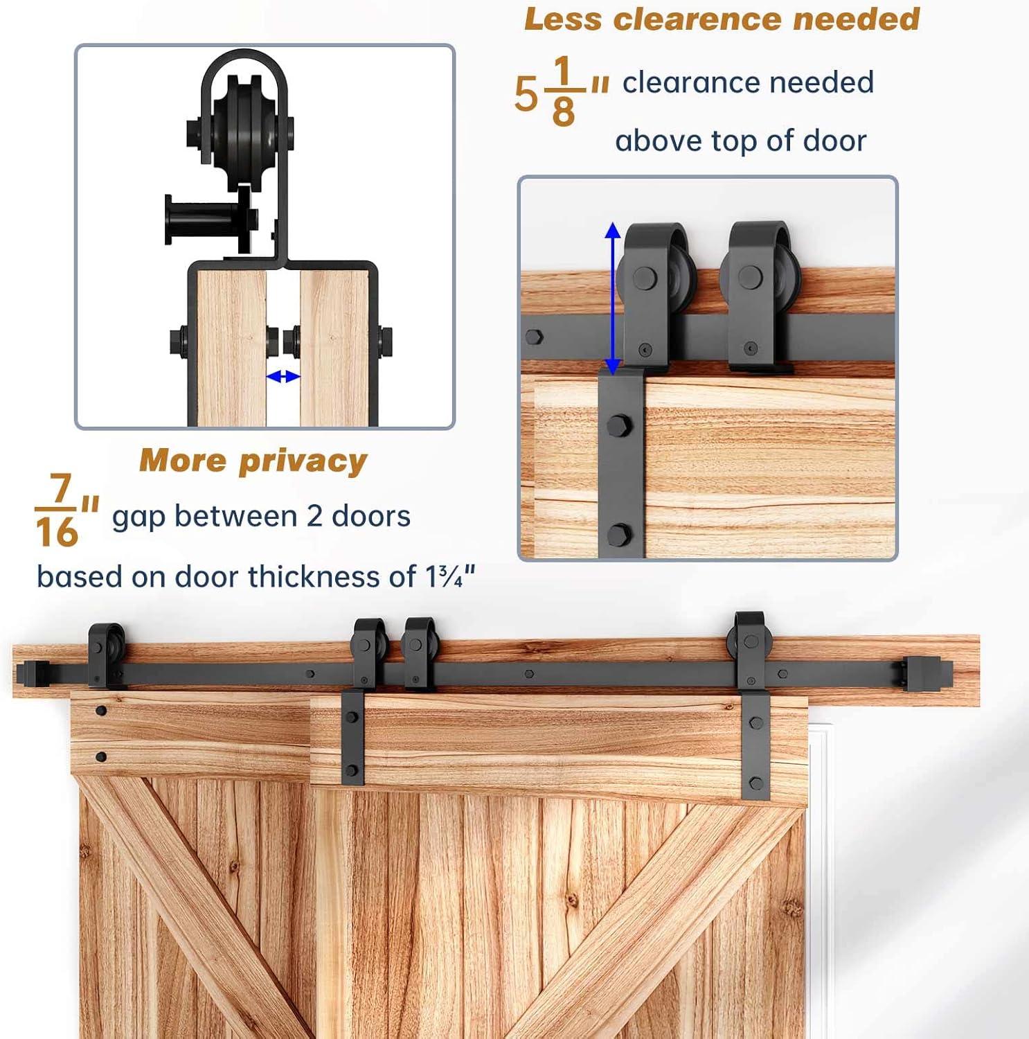 Heavy Duty Black Iron Sliding Barn Door Hardware Kit