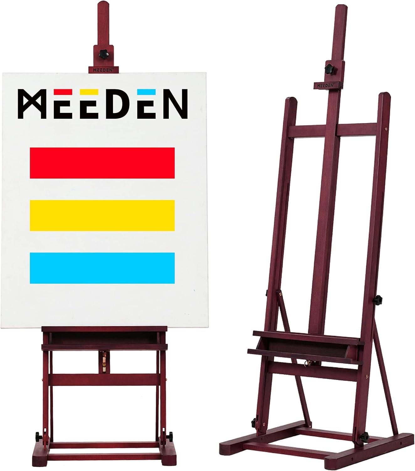 MEEDEN Large Painters Easel Adjustable Solid Beech Wood Artist Easel, Studio Easel for Adults with Brush Holder, Holds Canvas up to 48