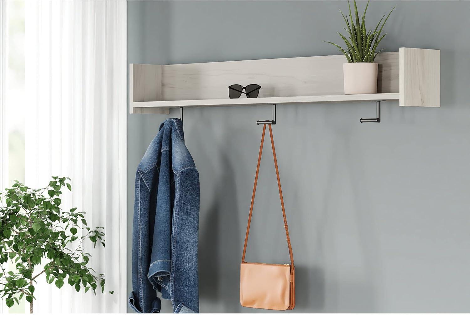 Transitional Black and White Wall Mounted Coat Rack with Shelf