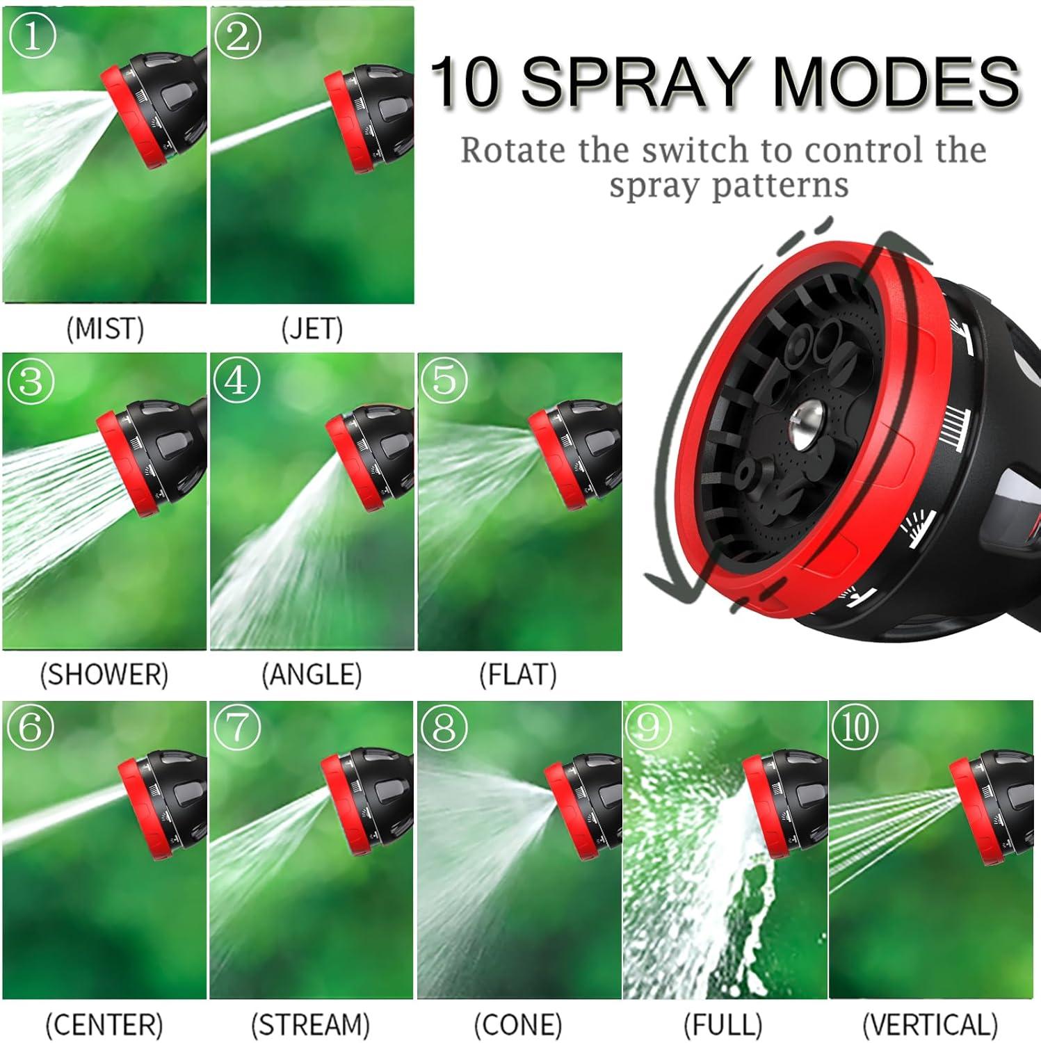 HmiL-U Garden Hose Spray Nozzle - 10 Adjustable Patterns Metal High Pressure Hose Nozzle with Thumb Control Design, Hose Sprayer for Garden & Lawns Watering, Cleaning, Pets & Car Washing C9