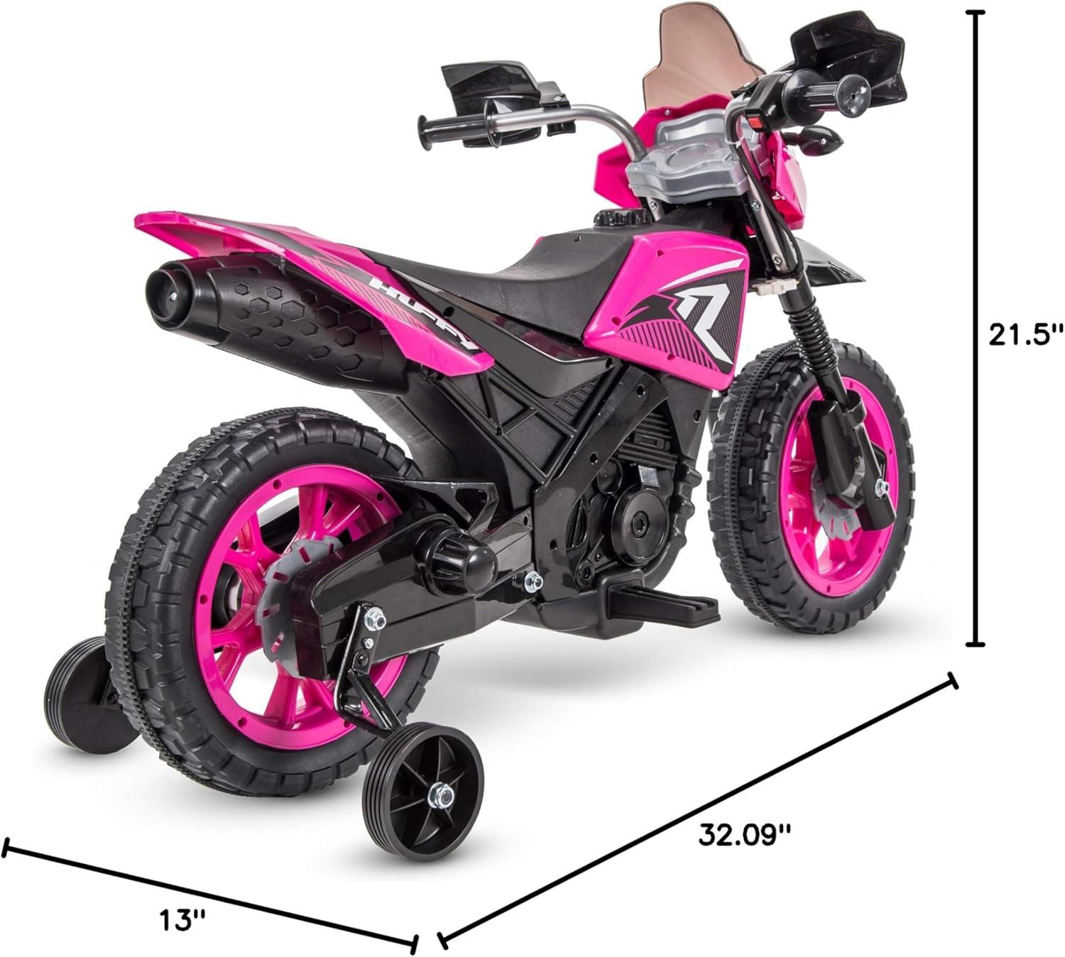 Kids' Pink 6-Volt Ride-On Motorcycle with Training Wheels