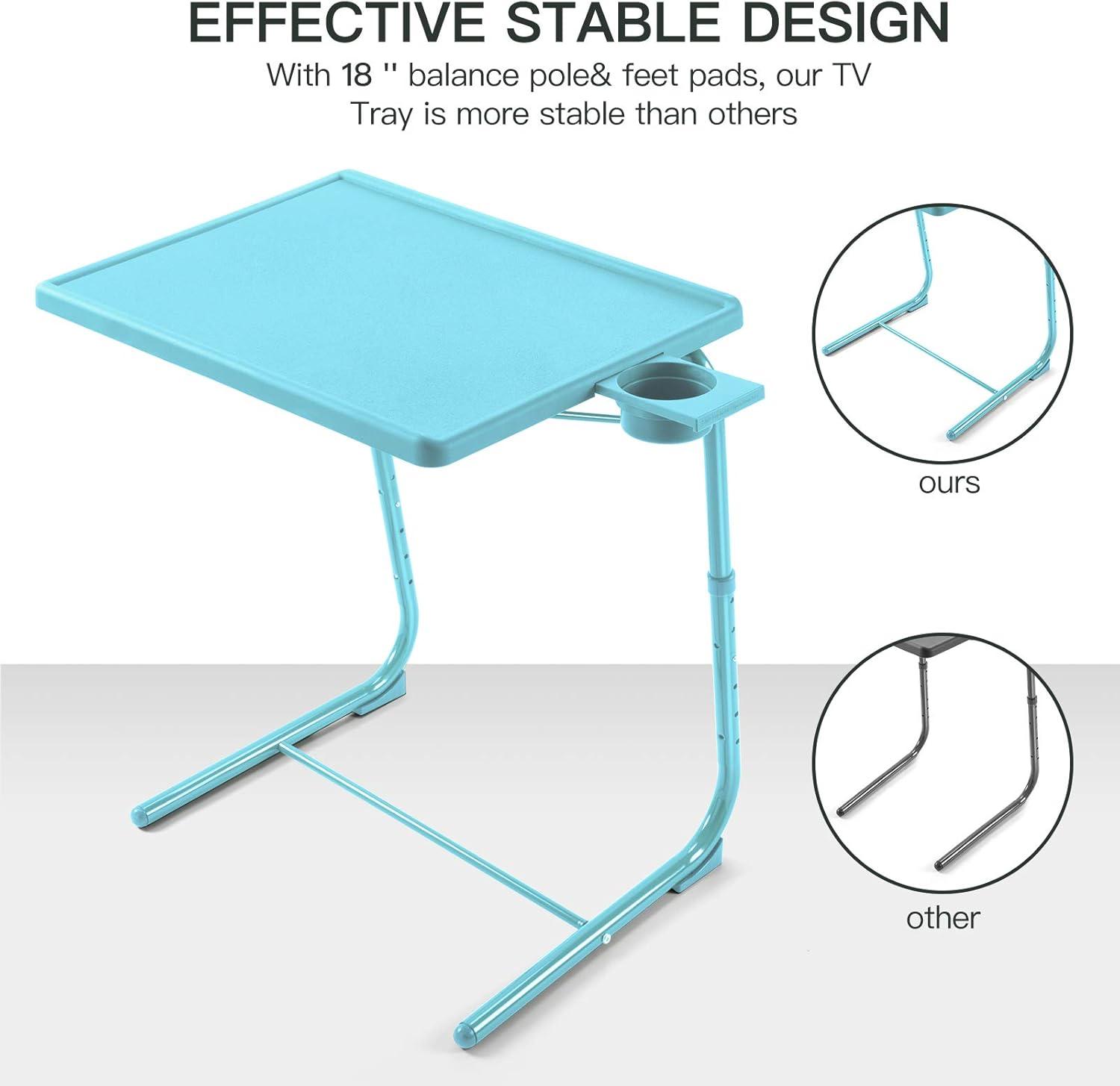 Azure Adjustable Folding TV Tray Table with Cup Holder