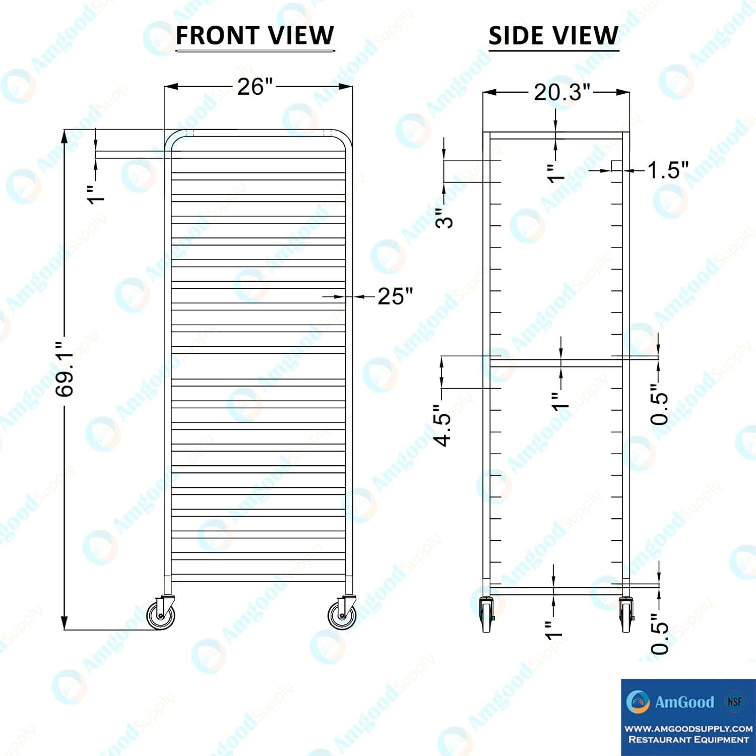 Heavy Duty 20-Tier Aluminum Kitchen Pan Rack with Wheels