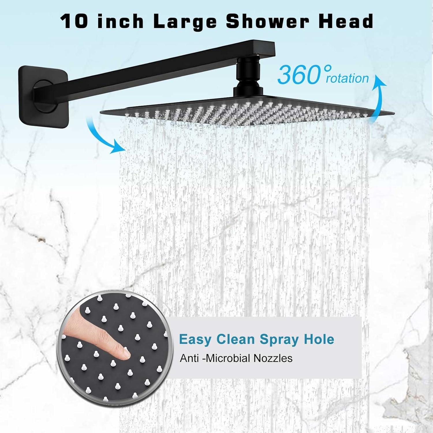 Matte Black Square Dual Rain Shower System with Handheld